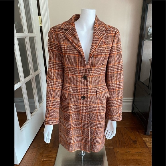 Gabriele Stefani Brenda Plaid Coat Made in Italy Size Small - Picture 1 of 6